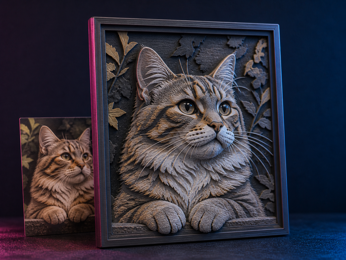 Exemple de photographie transformée en tableau imprimé en relief 3D